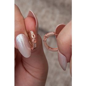 Nereze 925 Ayar Rose Kaplama Sonsuzluk Detay 15 mm Halka Gümüş Küpe