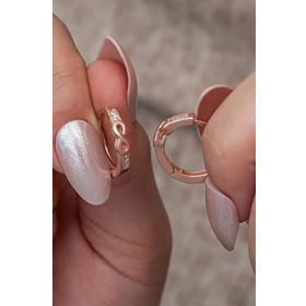 Nereze 925 Ayar Rose Kaplama Sonsuzluk Detay 15 mm Halka Gümüş Küpe