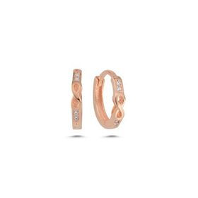 Nereze 925 Ayar Rose Kaplama Sonsuzluk Detay 15 mm Halka Gümüş Küpe