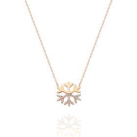 Nereze 925 Ayar Rose Kar Tanesi Kadın Gümüş Kolye