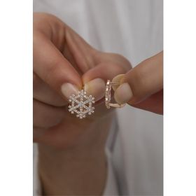 Nereze 925 Ayar Rose Kartanesi Kadın Gümüş Küpe