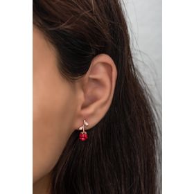 Nereze 925 Ayar Rose Kırmızı Gül Kadın Gümüş Küpe