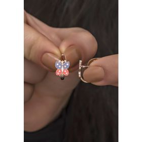 Nereze 925 Ayar Rose Mineli Çift Renk Kelebek Kadın Gümüş Küpe