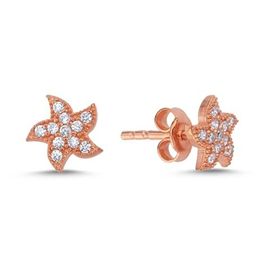 Nereze 925 Ayar Rose Minik Deniz Yıldızı Kadın Gümüş Küpe