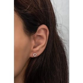 Nereze 925 Ayar Rose Minik Kalp Kadın Gümüş Küpe
