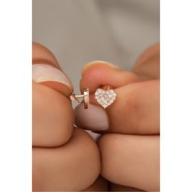 Nereze 925 Ayar Rose Minik Kalp Kadın Gümüş Küpe
