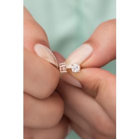 Nereze 925 Ayar Rose Pırlanta Montür 4 mm Tektaş Kadın Gümüş Küpe