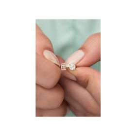 Nereze 925 Ayar Rose Pırlanta Montür 4 mm Tektaş Kadın Gümüş Küpe