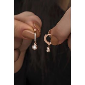 Nereze 925 Ayar Rose Sallantılı Beyaz Opal Tektaş Kadın Gümüş Küpe
