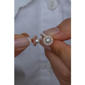 Nereze 925 Ayar Rose Tektaş İnci Kadın Gümüş Küpe