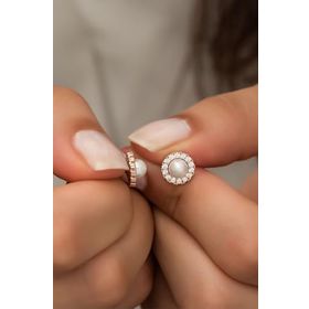 Nereze 925 Ayar Rose Tektaş İnci Kadın Gümüş Küpe