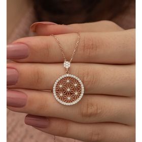 Nereze 925 Ayar Rose Yaşam Çiçeği Kadın Gümüş Kolye