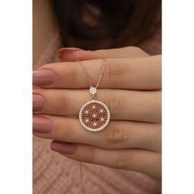 Nereze 925 Ayar Rose Yaşam Çiçeği Kadın Gümüş Kolye