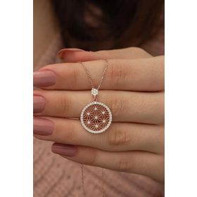 Nereze 925 Ayar Rose Yaşam Çiçeği Kadın Gümüş Kolye