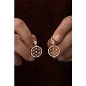 Nereze 925 Ayar Rose Yaşam Çiçeği Küpe Kadın Gümüş Küpe
