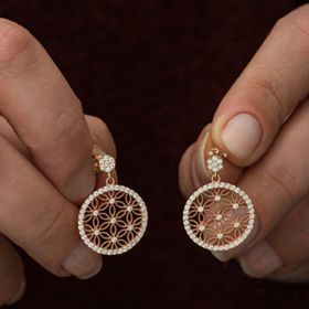 Nereze 925 Ayar Rose Yaşam Çiçeği Küpe Kadın Gümüş Küpe