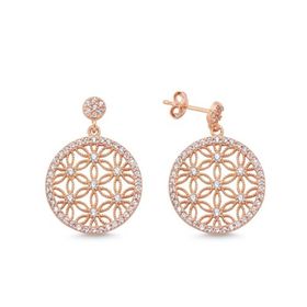 Nereze 925 Ayar Rose Yaşam Çiçeği Küpe Kadın Gümüş Küpe