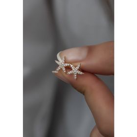 Nereze 925 Ayar Rose Zirkon Taşlı Deniz Yıldız Kadın Gümüş Küpe