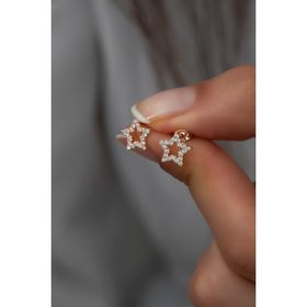 Nereze 925 Ayar Rose Zirkon Taşlı Yıldız Kadın Gümüş Küpe