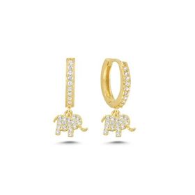 Nereze 925 Ayar Sallantılı Gold Fil Kadın Gümüş Küpe