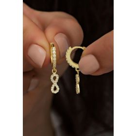 Nereze 925 Ayar Sallantılı Gold Sonsuzluk Kadın Gümüş Küpe