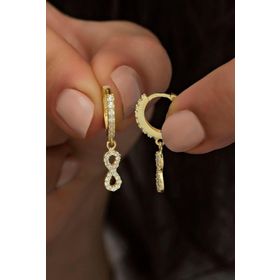 Nereze 925 Ayar Sallantılı Gold Sonsuzluk Kadın Gümüş Küpe