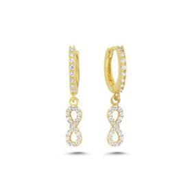 Nereze 925 Ayar Sallantılı Gold Sonsuzluk Kadın Gümüş Küpe