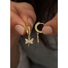 Nereze 925 Ayar Sallantılı Gold Yusufcuk Kadın Gümüş Küpe