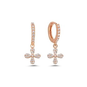 Nereze 925 Ayar Sallantılı Rose Çiçek Kadın Gümüş Küpe
