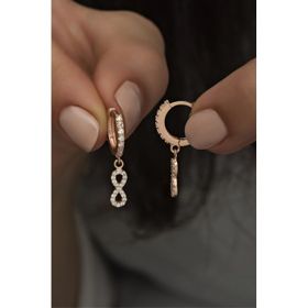 Nereze 925 Ayar Sallantılı Rose Sonsuzluk Kadın Gümüş Küpe