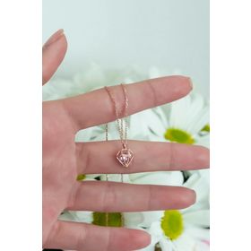 Nereze 925 Ayar Şık Tasarım Pembe Taşlı Kadın Gümüş Kolye