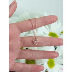 Nereze 925 Ayar Şık Tasarım Pembe Taşlı Kadın Gümüş Kolye