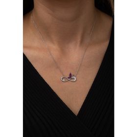 Nereze 925 Ayar Sonsuzluk Pembe Kelebek Kolye Kadın Gümüş Kolye