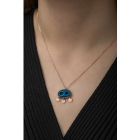 Nereze 925 Ayar Süryani Nazar Kadın Gümüş Kolye