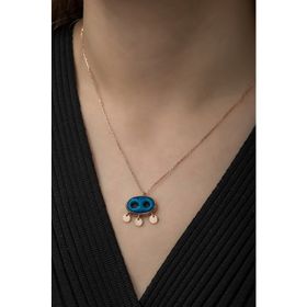Nereze 925 Ayar Süryani Nazar Kadın Gümüş Kolye