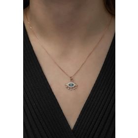 Nereze 925 Ayar Tasarım Göz Kadın Gümüş Kolye