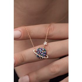 Nereze 925 Ayar Taşlı Gezegen Kadın Gümüş Kolye