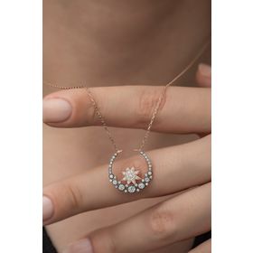 Nereze 925 Ayar Ters Hilal Yıldız Kadın Gümüş Kolye