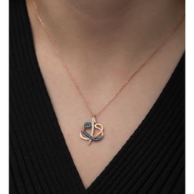 Nereze 925 Ayar Turkuaz Elif Vav Kadın Gümüş Kolye