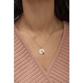 Nereze 925 Ayar Uğur Böceği Papatya Kadın Gümüş Kolye