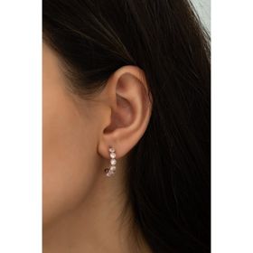 Nereze 925 Ayar Yarım Tur Zirkon Taşlı Kadın Gümüş Küpe