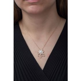 Nereze 925 Ayar Yıldız Sallantılı Güneş Kadın Gümüş Kolye