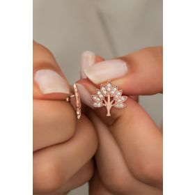 Nereze 925 Ayar Zirkon Taşlı Ağaç Model Kadın Gümüş Küpe