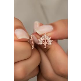 Nereze 925 Ayar Zirkon Taşlı Ağaç Model Kadın Gümüş Küpe