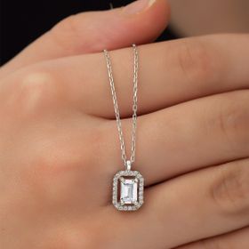 Nereze 925 Ayar Zirkon Taşlı Tektaş Kadın Gümüş Kolye
