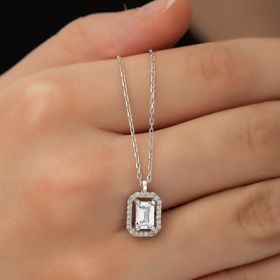 Nereze 925 Ayar Zirkon Taşlı Tektaş Kadın Gümüş Kolye