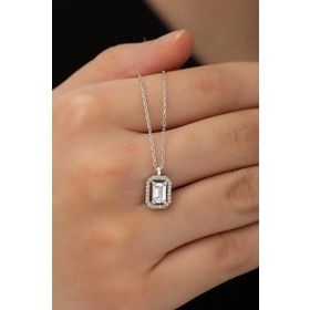 Nereze 925 Ayar Zirkon Taşlı Tektaş Kadın Gümüş Kolye