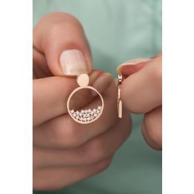 Nereze 925 Ayar Zirkon Taşlı Yuvarlak Model Kadın Gümüş Küpe