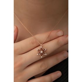 Nereze 925 Ayar Zultanite Taşlı Çiçek Kadın Gümüş Kolye