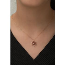 Nereze 925 Ayar Zultanite Taşlı Çiçek Kadın Gümüş Kolye